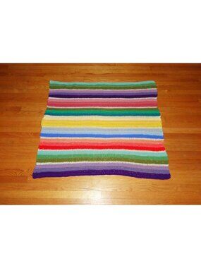 Vintage Handmade Multicolor Afghan crochet sofa throw blanket hand crafted